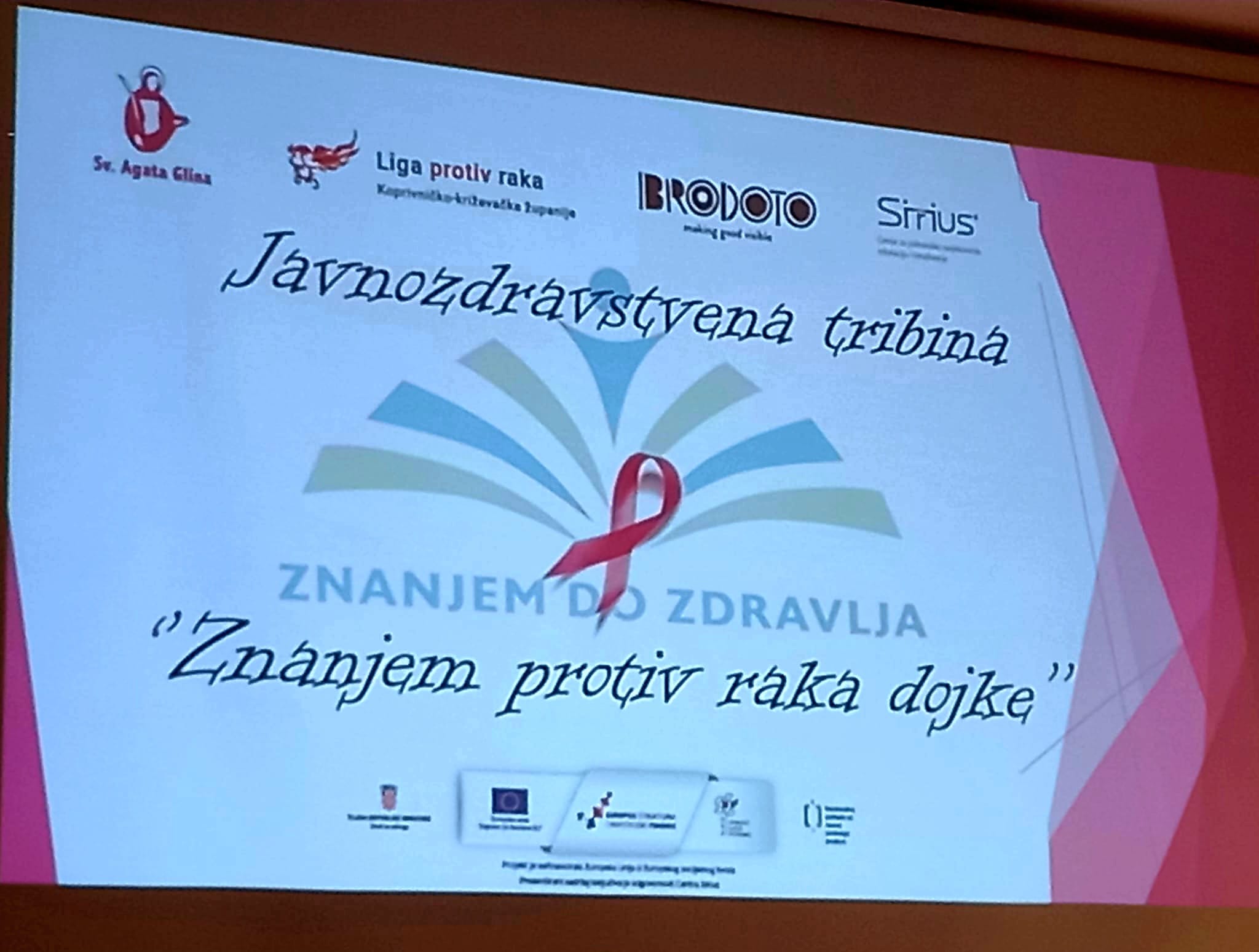 U Glini je u utorak, 10. listopada 2023. godine u sklopu Ružičastog listopada organizirana javnozdravstvena tribina "Znanjem protiv raka dojke". Tribina je dio projekta "Znanjem do zdravlja" kojeg organizira Udruge Sveta Agata Glina i Centar Sirius iz Zagreba, a nazočila joj je pročelnica Upravnog odjela za obrazovanje, kulturu, šport, mlade i civilno društvo Robertina Štajdohar.