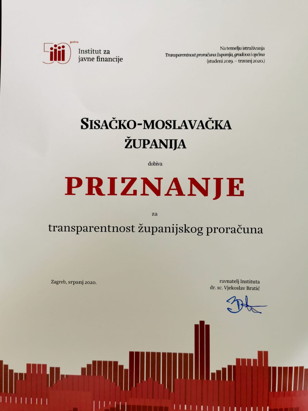 Priznanje za transparentnost županijskog proračuna